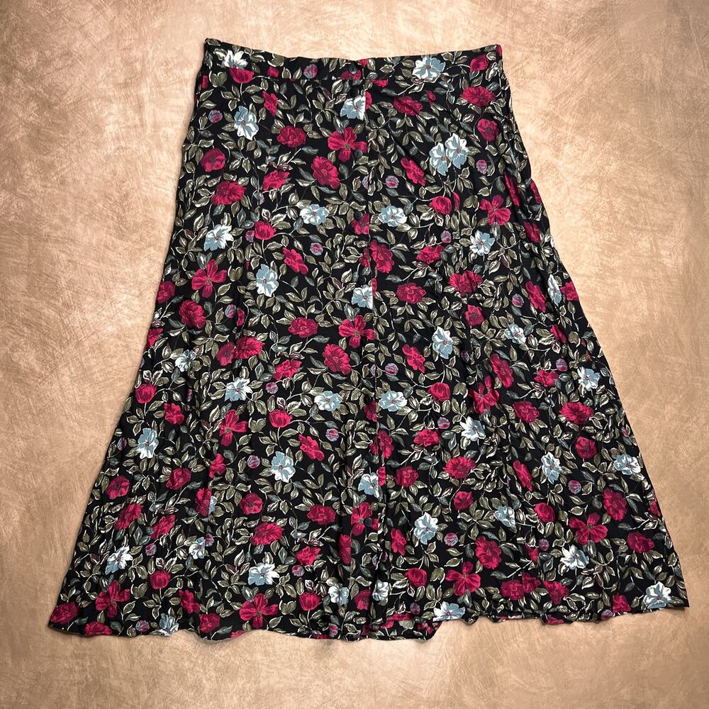 Vintage 90s Floral Button Up Maxi Skirt Multicolor Whimsigoth Fairy Peasant Goth